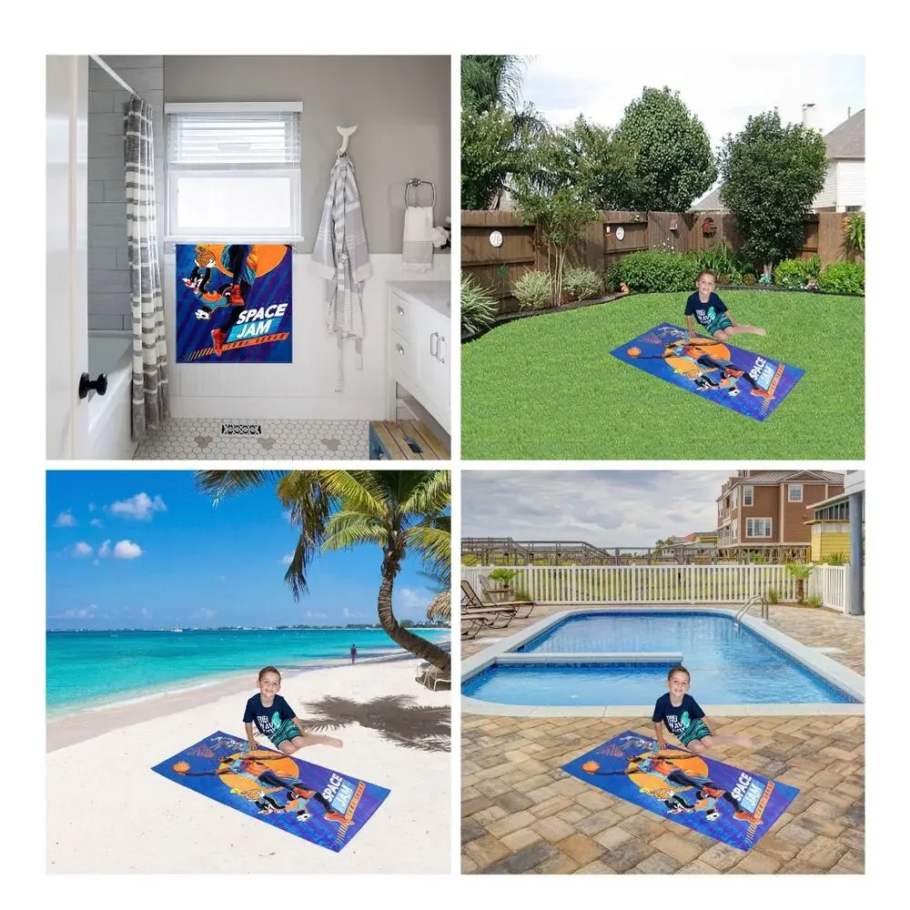 Space jam kids super soft cotton beach and bath towel 28”x58”